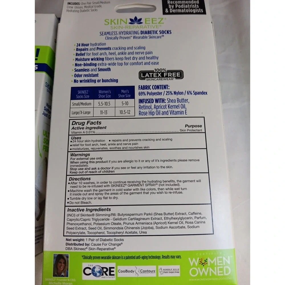 Skin Eez Unisex Skin Reparative Adv.‎ Healing Diabetic Socks Moisturizing L/XL